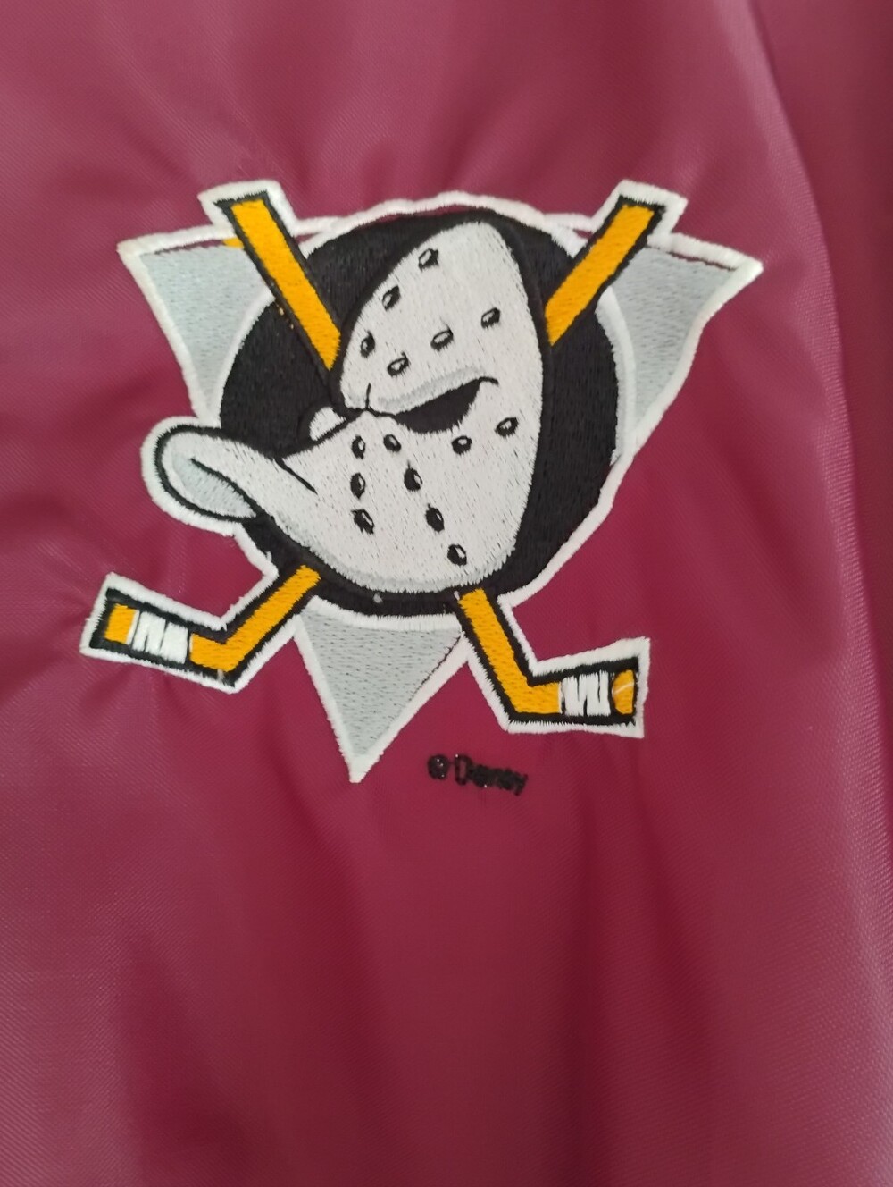 Vintage Disney Mighty Ducks Of Anaheim Maroon NHL Hockey Jacket Size XL